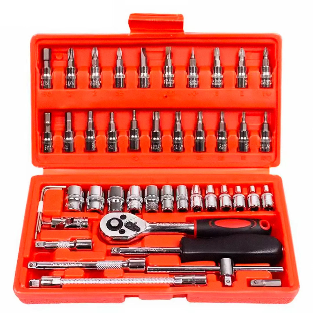 SET DE HERRAMIENTAS 46 PIEZAS LLAVE DE 1/4